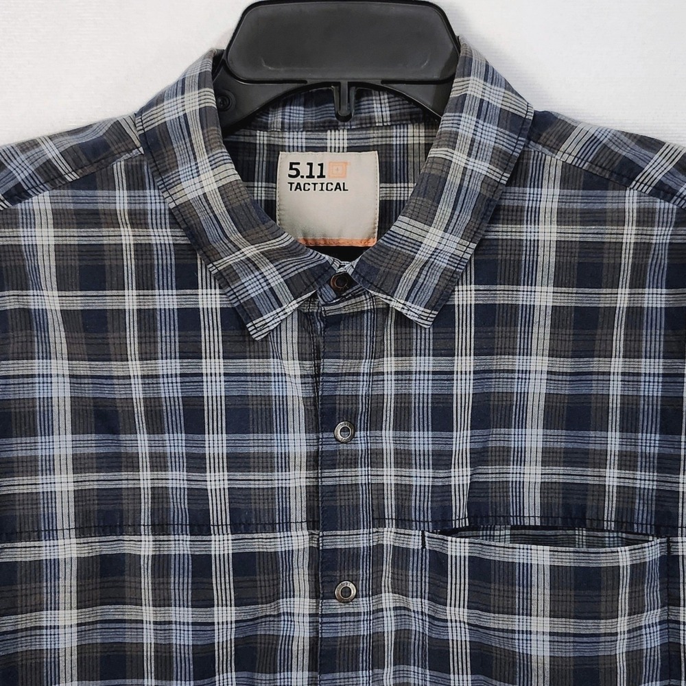 5.11 Tactical Igor Long Sleeve Snap Front Shirt Mens Medium Blue Black Plaid